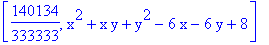 [140134/333333, x^2+x*y+y^2-6*x-6*y+8]